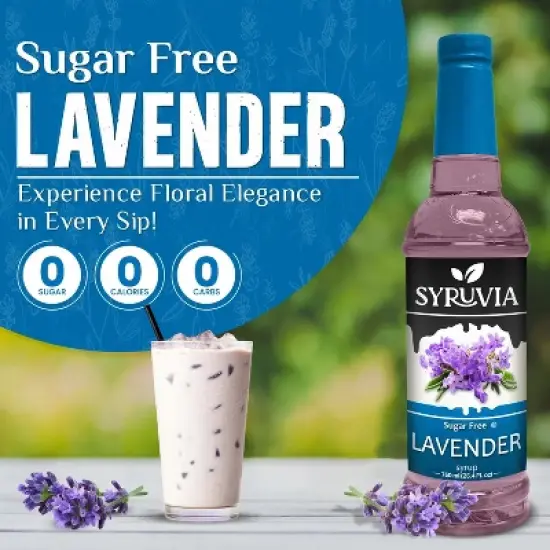 Syruvia Sugar Free Lavender Syrup - 25.4 fl oz. Premium Flavoring Syrup For Coffee image {1}