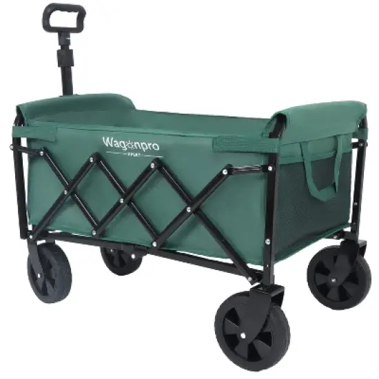 Expandable Dual-Layer Utility Wagon with 100% Extra Space - Grocery CartSupports 225lbs, Green image {5}