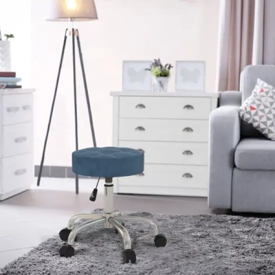 24.5" Nora Tufted Backless Adjustable Metal Vanity and Office Stool with Casters - Hillsdale Furniture image {8}