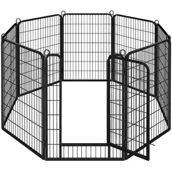 Yaheetech 8 Panels 47.5&Prime; Dog Playpen Panels Steel Dog Cat Exercise Barrier, Black image {8}