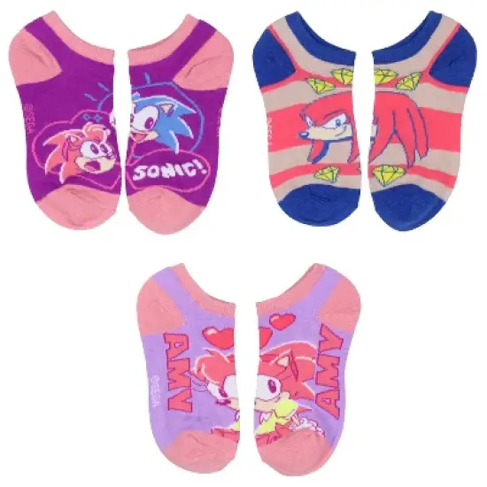 Sonic The Hedgehog Kids Tails Knuckles Amy No-Show Ankle Socks 6 Pair Pack Multicoloured image {3}