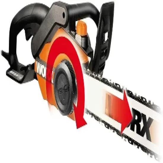 Worx WG304.2 18in 15 Amp Electric Chainsaw with Auto-Tension, Chain Brake image {5}
