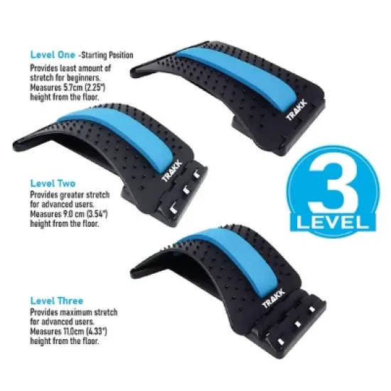 TRAKK Back Stretching Device, Back Massager for Bed & Chair & Car, Multi-Level Lumbar Support Stretcher Spinal, Lower and Upper Muscle Pain Relief image {2}