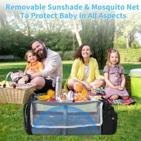 Itopfox Large Capacity Diaper Backpack with Detachable Changing Station, Baby Essentials Organizer for Boys & Girls, Black image {2}