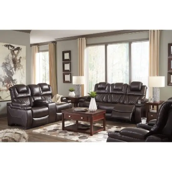 Warnerton Power Recliner Sofa with Adjustable Headrest Chocolate - Signature Design by Ashley image {7}