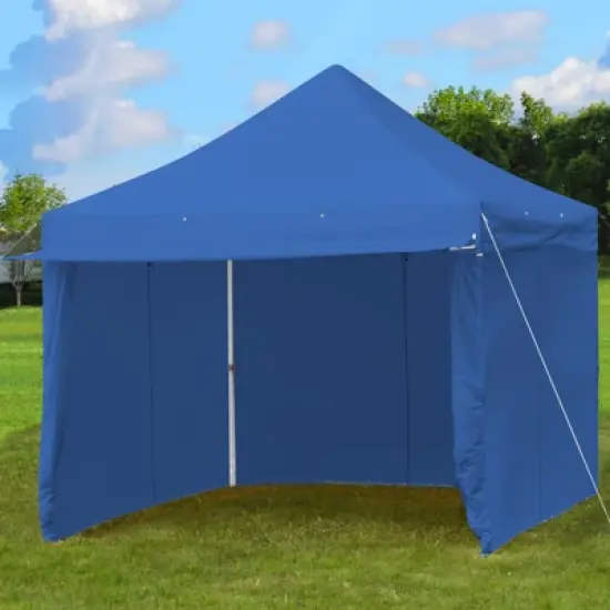 Tangkula 10x10ft Pop up Tent, 4 Height Adjustment Folding Camping Tent with Awning image {3}