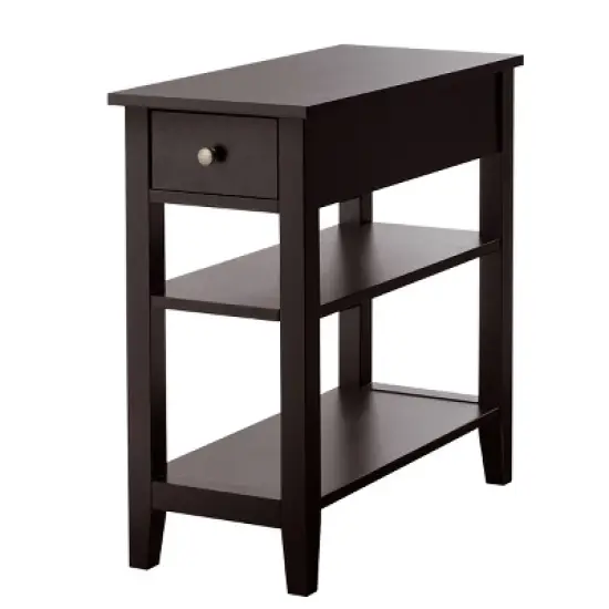 Costway 2 PCS 3Tier Nightstand Bedside Side End Table w/Double Shelves Brown image {9}
