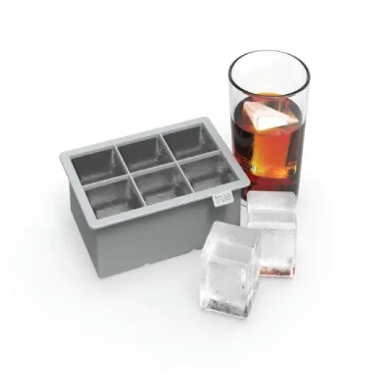 True Colossal Ice Cube Tray, Extra Large Ice Cubes, Dishwasher Safe Flexible Silicone Ice Cube Tray, Makes 6 2 Inch Ice Cubes, Grey, Set of 1 image {2}