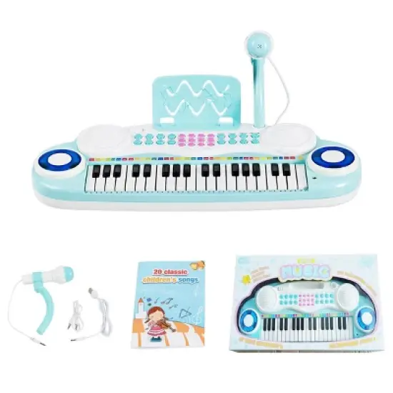 Costway 37-Key Toy Keyboard Piano Electronic Musical Instrument BluePink image {10}