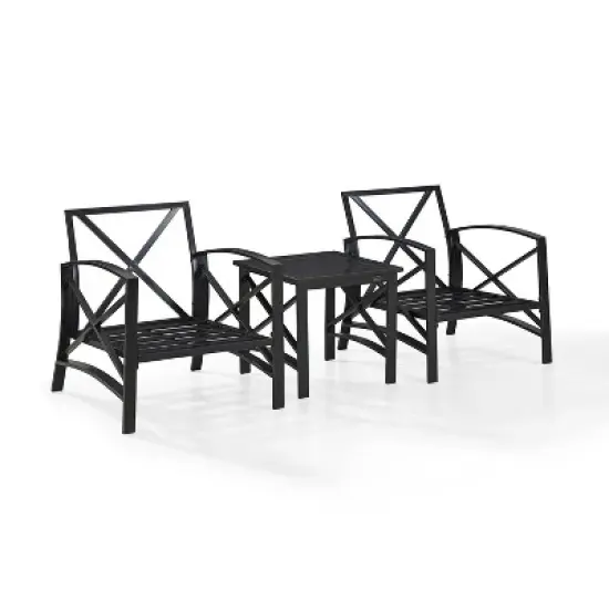 3pc Kaplan Outdoor Seating Set with 2 Chairs & Side Table - Oatmeal - Crosley image {3}