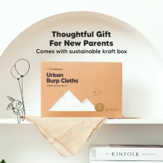 5pk Urban Baby Burp Cloths, Organic Burping Cloth for Babies, Burp Rags for Baby Girls, Boys image {7}