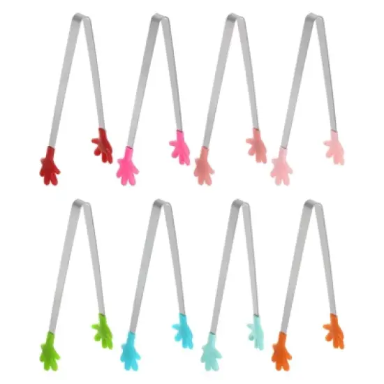 Unique Bargains Stainless Steel with Silicone Tips Cooking Food Tongs 8 Pcs image {6}