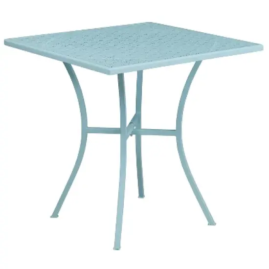 Emma and Oliver Commercial Grade 28" Square Colorful Metal Garden Patio Table image {9}