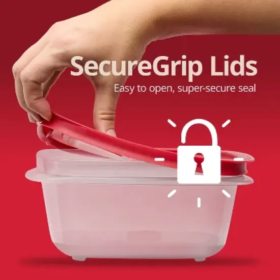 Rubbermaid 10pc Easy Store Square and Round Food Storage Container Set Red image {2}