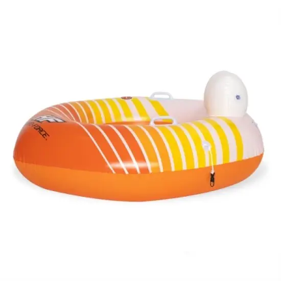 Bestway 43399E Hydro-Force Sunkissed Pool, Lake, River, Beach Inflatable PVC Clasp N Go Inner Tube Ring Float with Cup Holder, Orange and Yellow image {4}