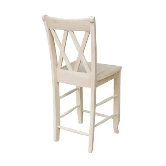 24" Double X Back Counter Height Barstool Unfinished - International Concepts image {3}