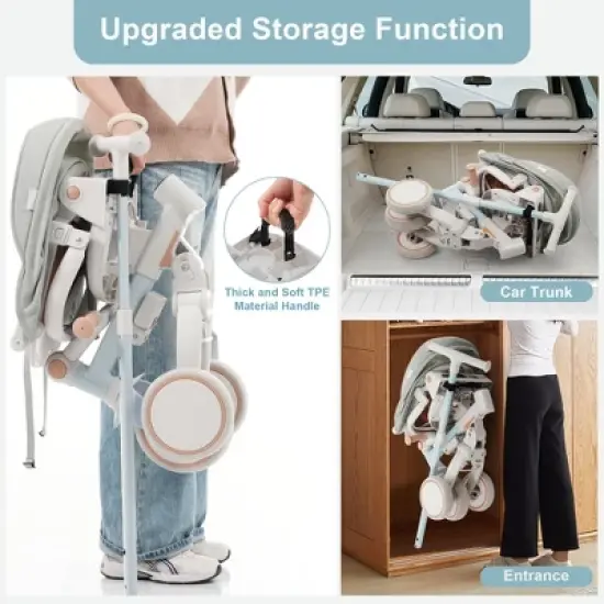 LOVSON 7-in-1 baby tricycle, equipped with removable push bar and footrest, sun canopy, safety guardrail, blue, (suitable for babies aged 1-6 months) image {4}