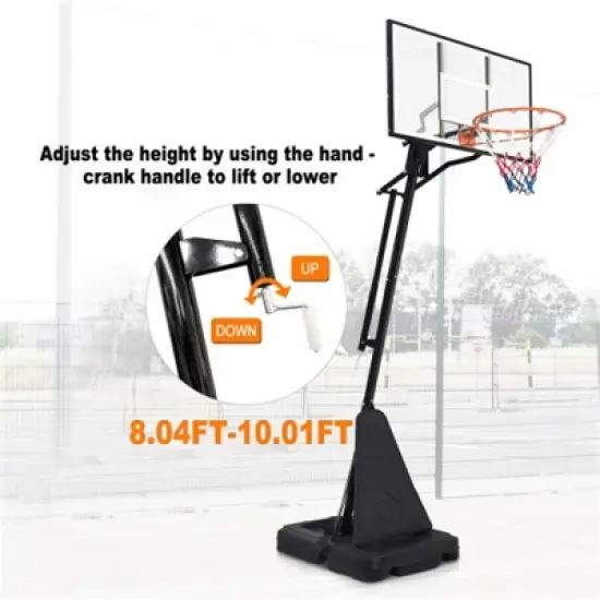 YONWAY Portable Basketball Hoop ,Adjustable Height 8.04 ft to 10.01 ft,44 inch Backboard with Rebound System and Wheels for Professional Match image {3}