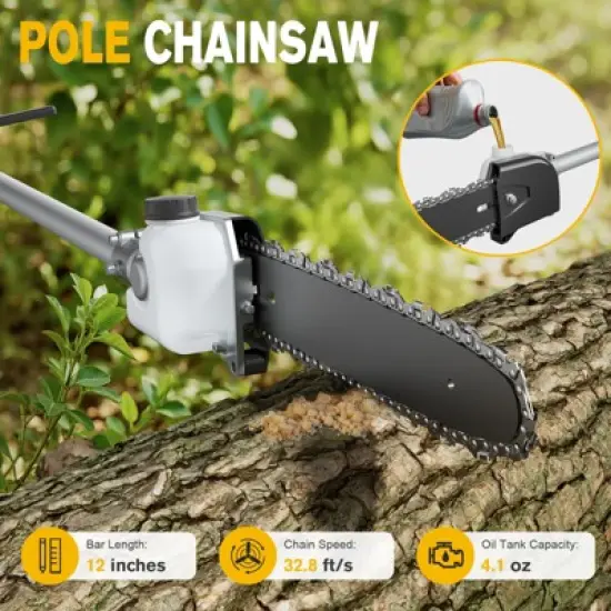 SUGIFT 4-in-1 Cordless Hedge Trimmer & Pole Saw with Dual Batteries image {3}