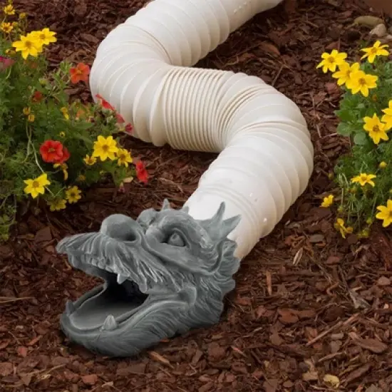 Cornucopia Brands Dragon Garden Downspout Sculpture; Splash Block Anchor for Downspout Extension image {1}