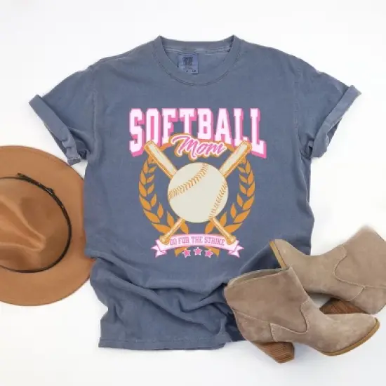Simply Sage Market Softball Mom Crossed Bats Garment Dyed Tee image {7}