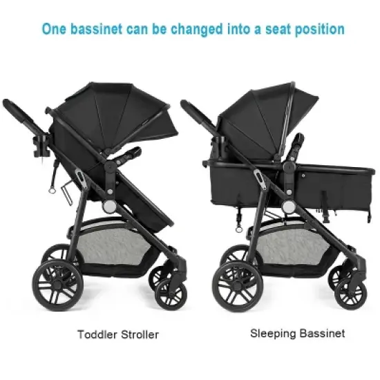 Infans 2 In 1 Foldable Baby Stroller Kids Travel Newborn Infant Buggy Pushchair Black image {4}
