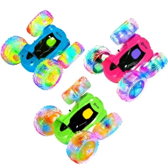 Contixo SC3 RC Stunt Car 4WD &ndash; 3‑Pack, Double‑Sided 360&deg; Flip Racer with LED Lights & Wristband Remote, Ages 4+ image {1}