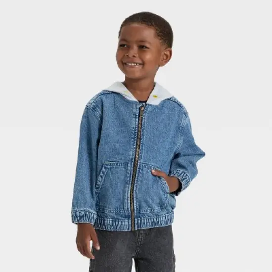 Toddler Boys' Denim Hooded Jacket - Cat & Jack&trade; Medium Wash image {3}