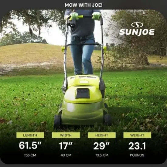 Sun Joe Cordless Lawn Mower, 28V Brushless Motor, 14" Electric Walk Behind Grass Cutter with Safety Key, 10.6 Gal Grass Catcher, MJ401C-XR image {2}