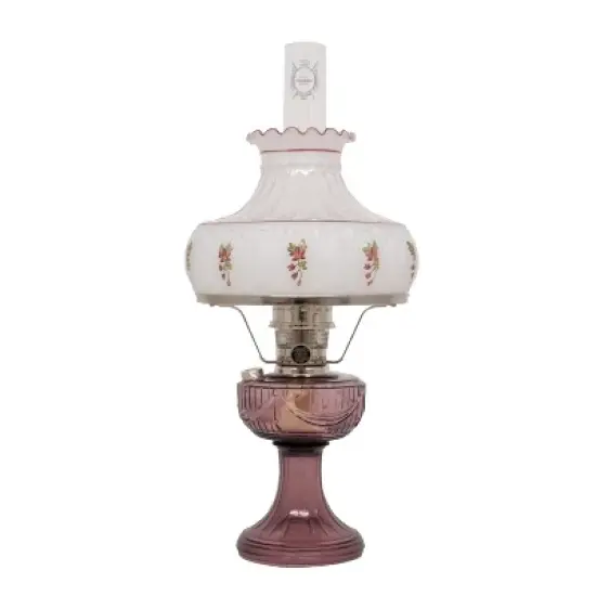 Aladdin Amethyst Lincoln Drape Table Oil Lamp with Rose Shade and Nickel Trim, Classic Vintage Design and Bright Illumination image {4}