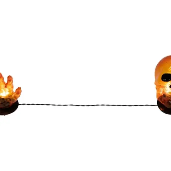 Northlight LED Lighted Skull and Hands Outdoor Halloween Decoration - 4' Black Wire - Orange image {7}