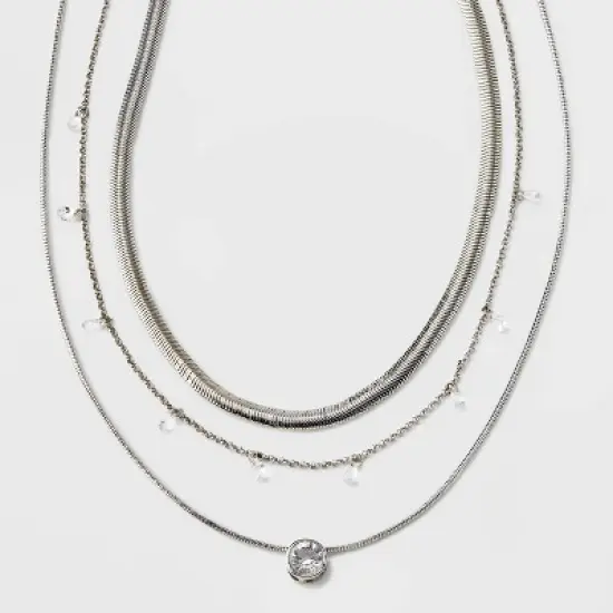 Stone Station and Pendant Multi-Strand Necklace Set 3pc - A New Day&trade; image {5}