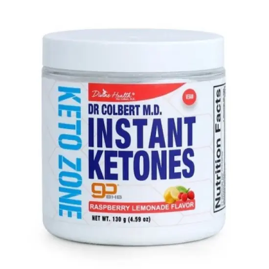 Instant Ketones Powered by goBHB Drink Mix Powder - Sugar Free Raspberry Lemonade Flavor Divine Health by Dr. Colbert - 4.59oz image {5}