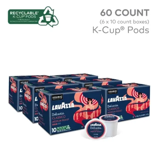 Lavazza Dolcevita Classico Keurig K-Cup&reg; Pods, Medium Roast, Arabica and Robusta Blend (60 Pods) image {4}