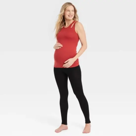 Over the Belly Maternity Fleece Lined Leggings - Isabel Maternity by Ingrid & Isabel&trade;️ Black image {2}