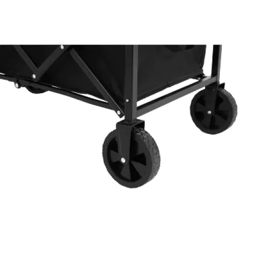 DOMETOUR Lightweight Folding Beach Wagon with Wheels - Heavy Duty Utility Cart for Grocery, Camping, Shopping, Sports, Garden - Large Capacity - Black image {6}