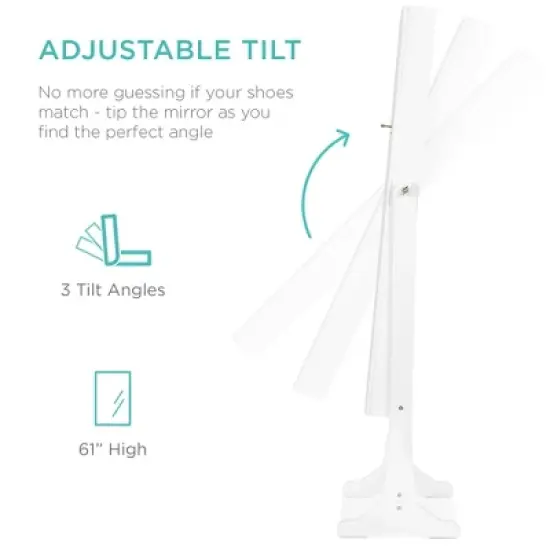 Best Choice Products 6-Tier Standing Mirror Lockable Storage Organizer Cabinet Armoire w/ LED Lights image {3}