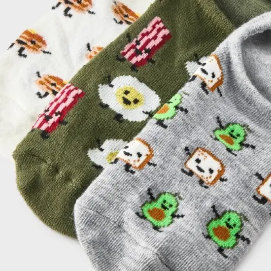 Women's Breakfast 3pk Liner Socks - Ivory/Heather Gray/Olive Green 4-10 image {2}