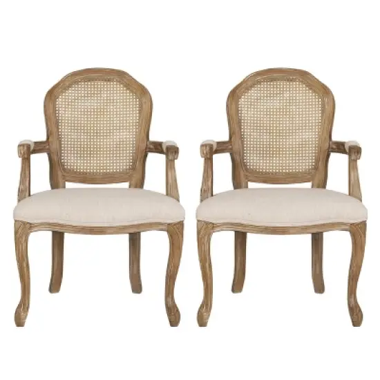 2pk Mina French Country Wood and Cane Upholstered Dining Chairs - Christopher Knight Home image {11}