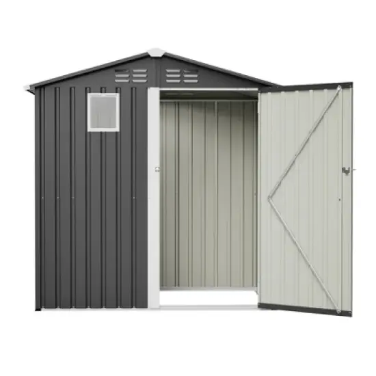 Hrinhom 73"W Metal Outdoor Storage Shed for Backyard Garden Patio Lawn image {4}