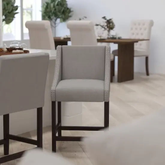 Merrick Lane Taylorsville 24 Inch Counter Height Stool with Nailhead Trim image {3}