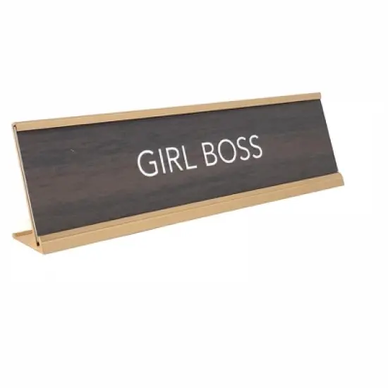 LEMONSODA Novelty Nameplate Style Desk Sign (Girl Boss) - Brown image {4}