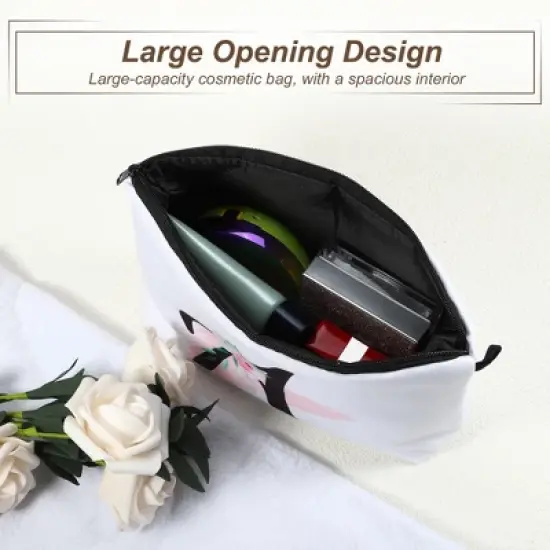 Unique Bargains Large Capacity Zipper Personalized Small Makeup Bag White image {1}