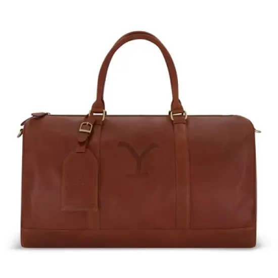 Yellowstone real leather 21 inch duffle, with burnished gold detailing image {1}
