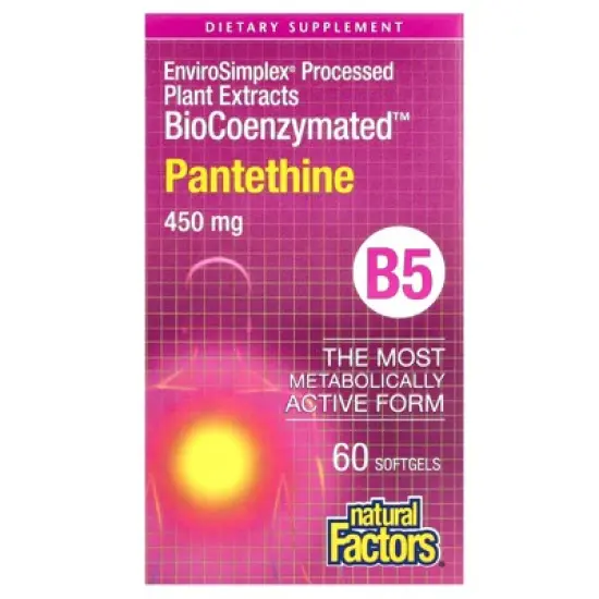 Natural Factors BioCoenzymated, B5, Pantethine, 450 mg, 60 Softgels image {4}