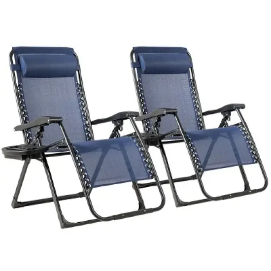 Costway 2PC Oversize Lounge Patio Heavy Duty Folding Recliner image {12}