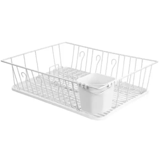 MegaChef 17.5 Inch Single Level Dish Rack with 14 Plate Positioners and a Detachable Utensil Holder image {8}
