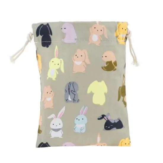Unique Bargains Women Durable Drawstring Bunny Cosmetic Bag Gray 1 Pc image {3}