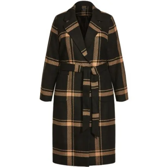 Women's Plus Size Checkmate Coat - caramel | CITY CHIC image {2}