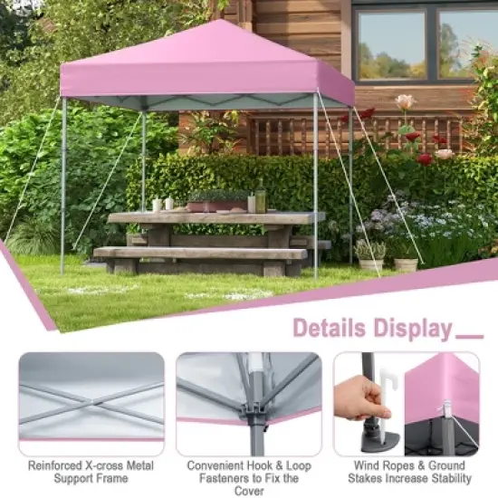 Tangkula 6.6x6.6 FT Folding Pop-up Canopy w/ 6.2-8 Height Adjustment Outdoor Pink image {4}